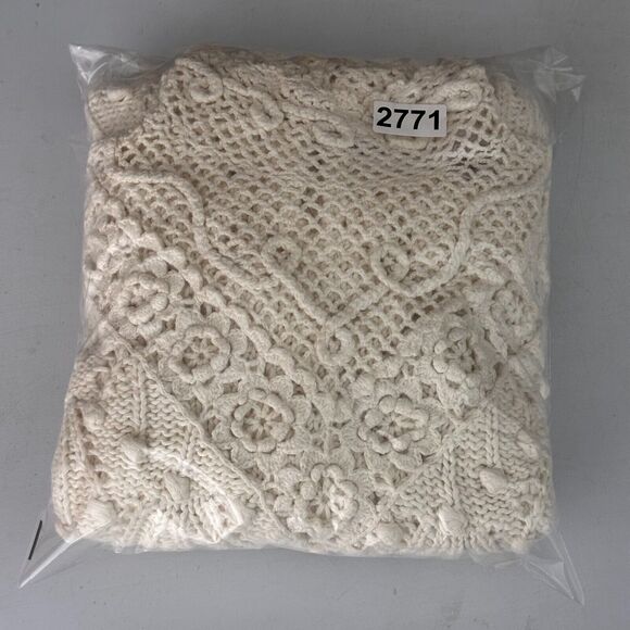 Vtg Dividends Sweater Sz L Ivory Crochet Mock Long Sleeve Cottagecore Grandma 90 - Picture 10 of 10